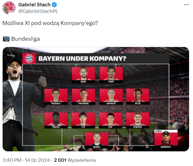 Tak ma wyglądać SKŁAD BAYERNU pod wodzą Kompany'ego!